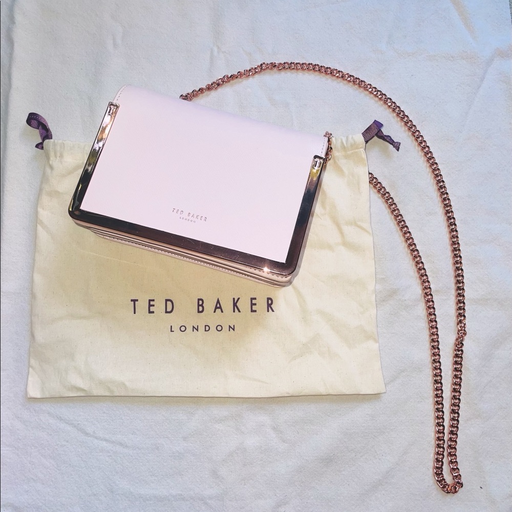 Ted Baker Baby Pink Metal Trim Chain Crossbody Bag